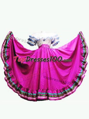 Floor Length Fuchsia Quinceanera Dress Taffeta Short Sleeves Ruffled Layers