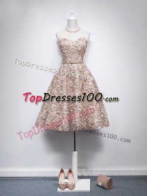 Hot Sale Champagne A-line Belt Homecoming Party Dress Zipper Organza Sleeveless Knee Length