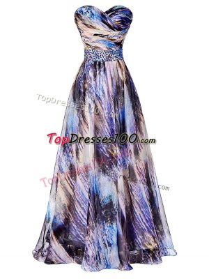 Beading and Ruching Dress for Prom Multi-color Side Zipper Sleeveless
