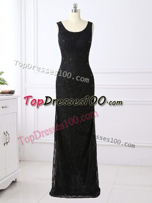 Best Black Long Sleeves Floor Length Lace Zipper Mother Dresses