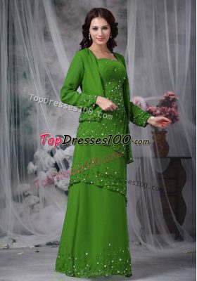 Green Sleeveless Chiffon Zipper Mother Dresses for Prom and Party