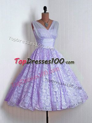 Delicate Mini Length A-line Sleeveless Lavender Quinceanera Court Dresses Lace Up