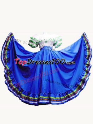 Floor Length Lace Up Sweet 16 Dresses Royal Blue for Military Ball and Sweet 16 and Quinceanera with Ruffled Layers