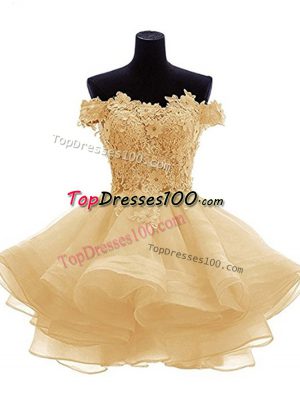Sleeveless Zipper Mini Length Lace and Appliques and Ruffles Pageant Dress for Teens