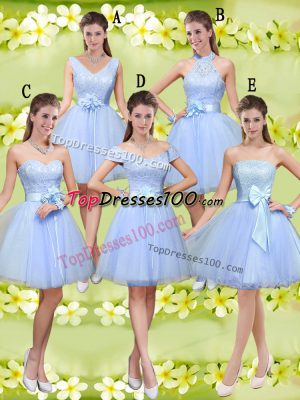 Top Selling Lavender Quinceanera Court of Honor Dress Prom and Party with Lace and Belt V-neck Sleeveless Lace Up