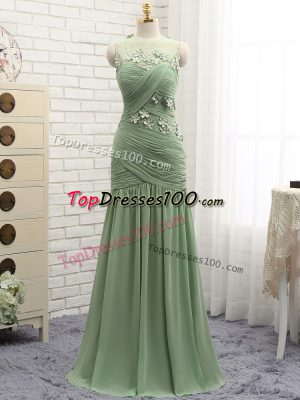 Hot Sale Sleeveless Brush Train Zipper Ruching and Hand Made Flower