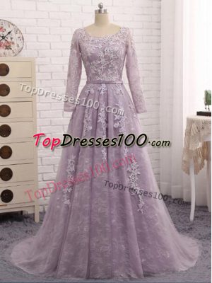 Lavender A-line Beading and Appliques Mother of Bride Dresses Zipper Tulle Sleeveless