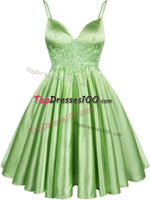 Spaghetti Straps Sleeveless Elastic Woven Satin Bridesmaid Dresses Lace Lace Up