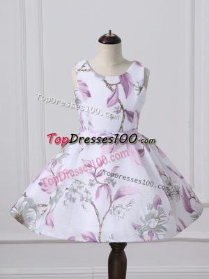 Free and Easy Multi-color Flower Girl Dress Wedding Party with Pattern Scoop Sleeveless Lace Up