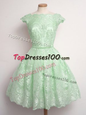 Fantastic Knee Length Bridesmaids Dress Lace Cap Sleeves Lace