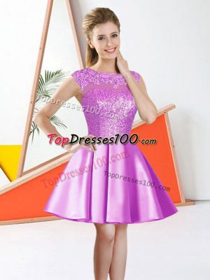 Taffeta Sleeveless Knee Length Dama Dress and Beading and Lace