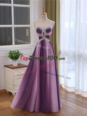 Affordable Multi-color Chiffon and Printed Lace Up Evening Outfits Sleeveless Beading and Ruching