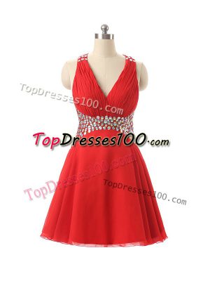 Red Sleeveless Chiffon Criss Cross Party Dress for Toddlers for Prom and Party and Sweet 16