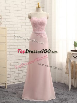 Chic Baby Pink Sweetheart Neckline Lace Dama Dress Sleeveless Zipper