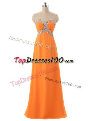 Beautiful Orange Sweetheart Lace Up Beading and Ruching Dress for Prom Sleeveless