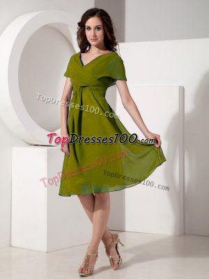 Glittering Short Sleeves Ruching Zipper Mother Dresses