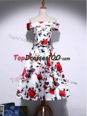 Knee Length Lace Up Homecoming Dress Multi-color for Prom and Party and Sweet 16 and Beach with Pattern