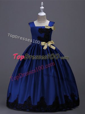 Super Square Sleeveless Zipper Flower Girl Dresses for Less Royal Blue Taffeta
