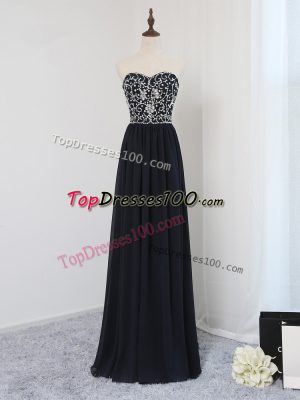 Beading Prom Dress Black Zipper Sleeveless Floor Length