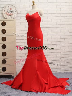 Deluxe Red Sleeveless Ruching Zipper