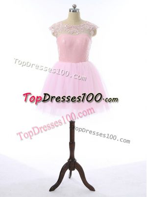 Stylish Sleeveless Zipper Mini Length Lace and Appliques