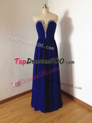 Chiffon Sleeveless Floor Length Quinceanera Dama Dress and Beading