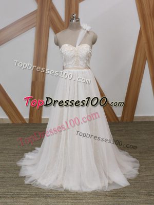 Exquisite White Sleeveless Lace and Appliques Zipper Bridal Gown