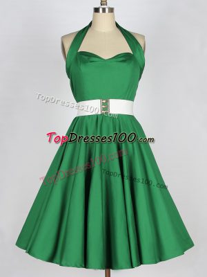 Mini Length A-line Sleeveless Green Damas Dress Lace Up
