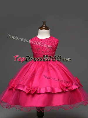 Knee Length Ball Gowns Sleeveless Hot Pink Party Dresses Zipper