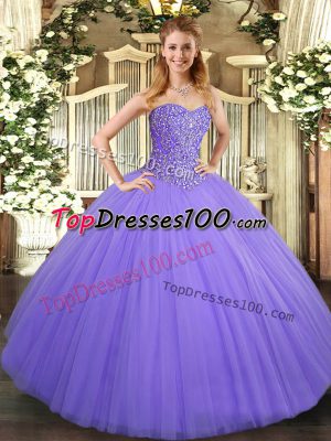 Decent Lavender Sleeveless Tulle Lace Up Quinceanera Gowns for Military Ball and Sweet 16 and Quinceanera