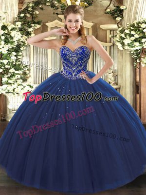Tulle Sleeveless Floor Length Ball Gown Prom Dress and Beading