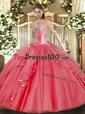 Hot Selling Sleeveless Beading and Ruffles Lace Up Quinceanera Dress