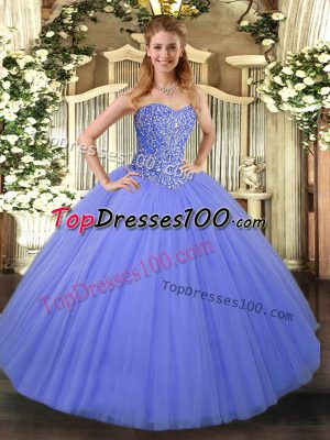 Noble Blue Sweetheart Neckline Beading Sweet 16 Dress Sleeveless Lace Up