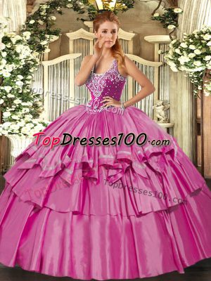 Superior Organza and Taffeta Sleeveless Floor Length Sweet 16 Dresses and Beading and Ruffled Layers