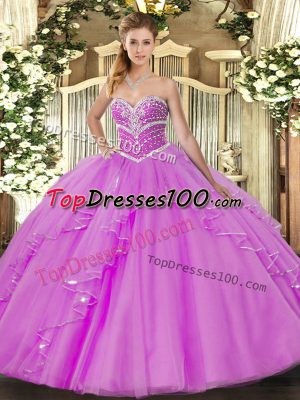 Charming Floor Length Ball Gowns Sleeveless Lilac 15 Quinceanera Dress Lace Up