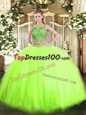 Scoop Neckline Beading Sweet 16 Dresses Sleeveless Lace Up