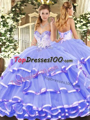 Modern Floor Length Ball Gowns Sleeveless Lavender Vestidos de Quinceanera Lace Up