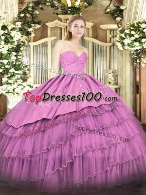 Fuchsia Sleeveless Floor Length Beading and Lace and Embroidery and Ruffled Layers Zipper 15 Quinceanera Dress