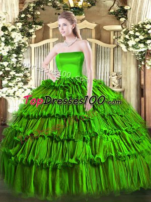 Organza Strapless Sleeveless Zipper Ruffled Layers Quinceanera Gowns in