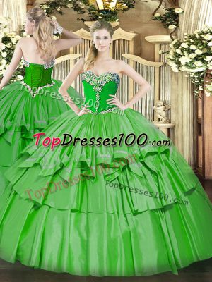 Cheap Floor Length Green Sweet 16 Quinceanera Dress Sweetheart Sleeveless Lace Up