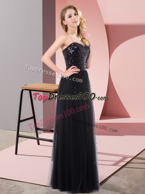 Excellent Empire Prom Evening Gown Black Sweetheart Tulle Sleeveless Floor Length Lace Up