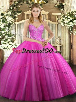 Pretty Sleeveless Lace Up Floor Length Beading Quinceanera Dresses