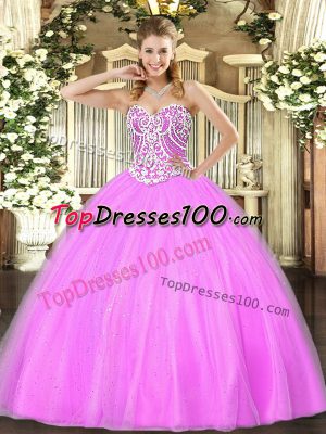 Sleeveless Lace Up Floor Length Beading 15th Birthday Dress