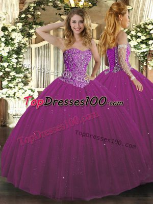 Sleeveless Lace Up Floor Length Beading Quinceanera Dress