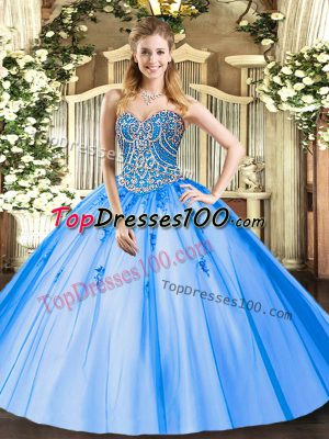 Fine Sleeveless Lace Up Floor Length Beading and Appliques Quinceanera Gown