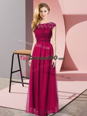 Fuchsia Empire Lace Party Dress Wholesale Zipper Chiffon Sleeveless Floor Length