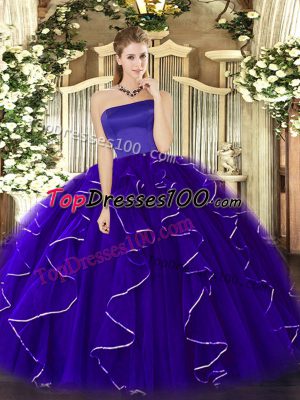 Sleeveless Zipper Floor Length Ruffles Sweet 16 Quinceanera Dress