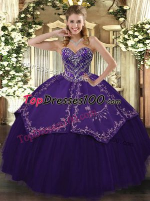 Spectacular Purple Sweetheart Neckline Pattern Ball Gown Prom Dress Sleeveless Lace Up