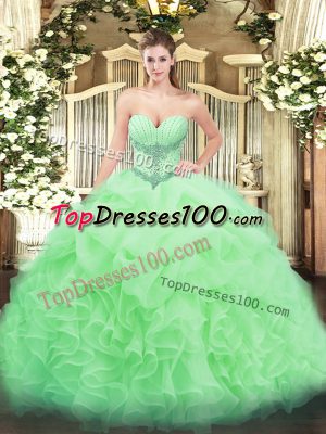 Fitting Sweetheart Sleeveless Lace Up 15th Birthday Dress Organza