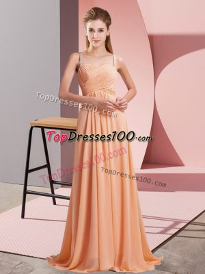 Orange Spaghetti Straps Neckline Ruching Homecoming Dress Sleeveless Criss Cross